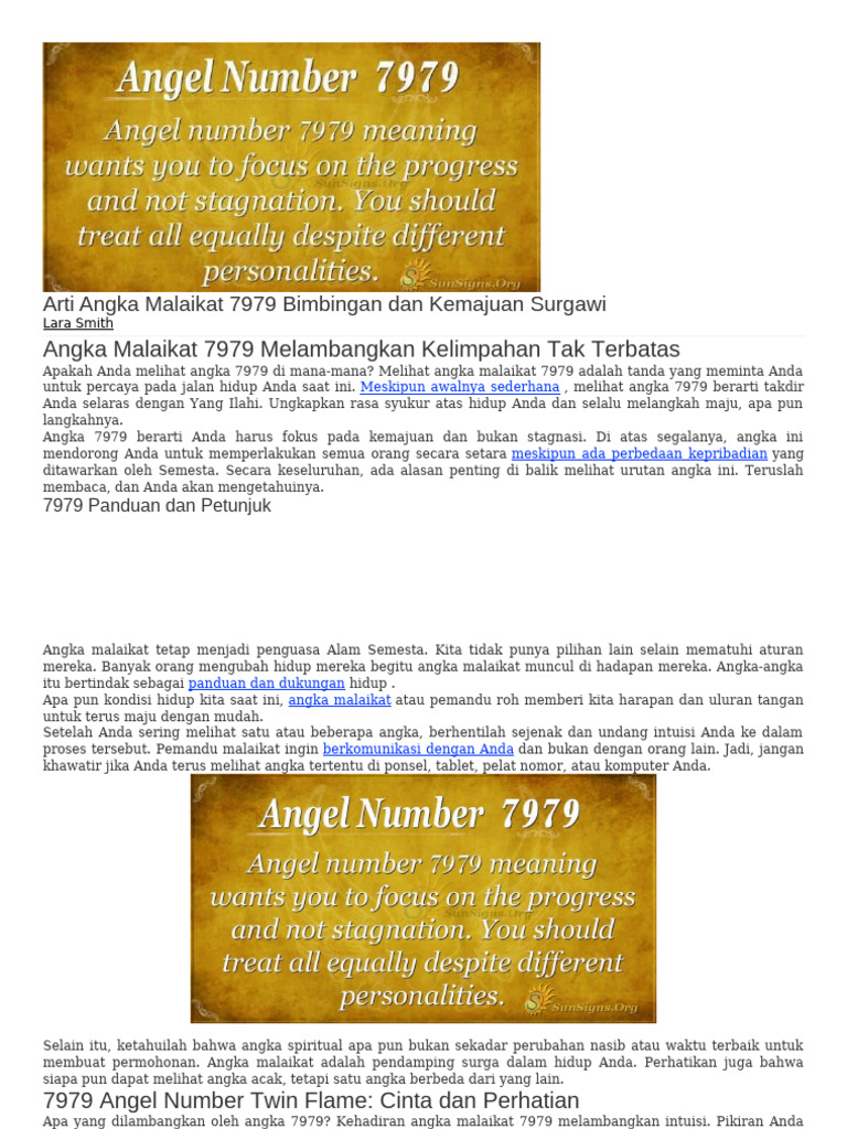 Arti Angka Malaikat 7979 dan Cinta | PDF