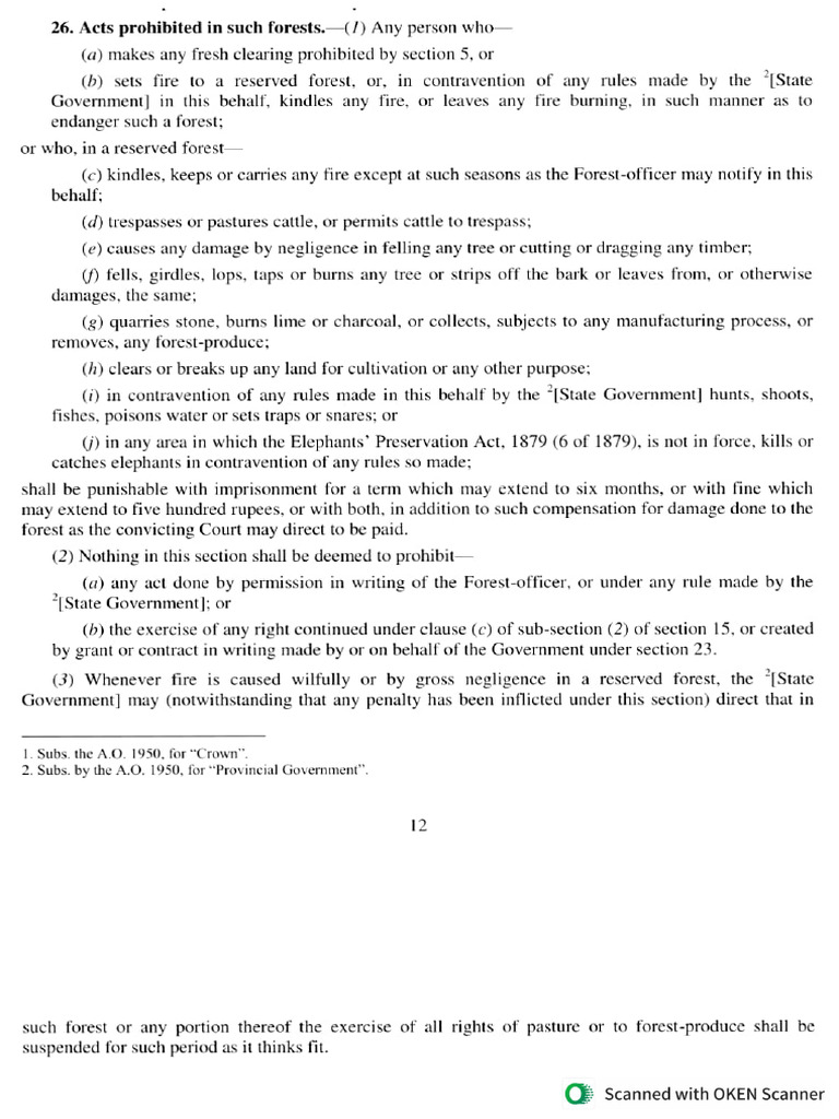 The Indian Forest Act 1927 | PDF