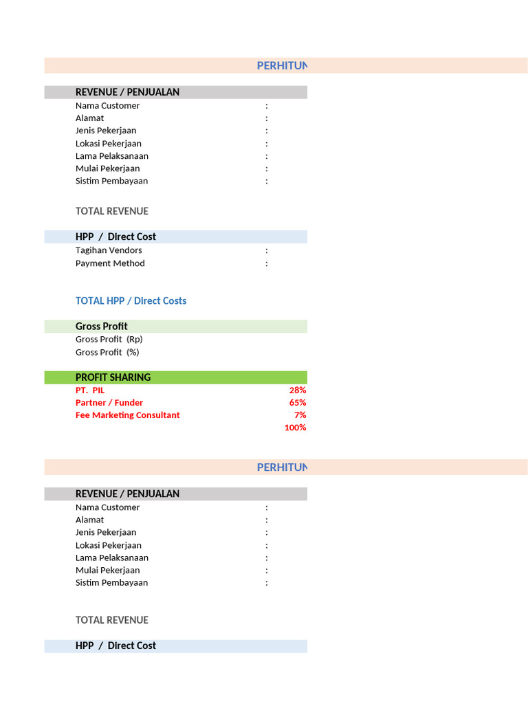 RAB dan Profit Sharing Proyek Rig | PDF