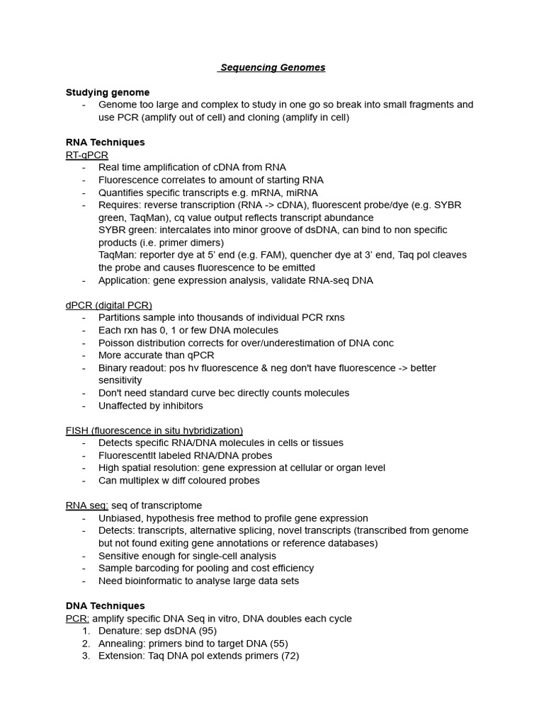 Genome Sequencing Techniques Overview | PDF | Dna Sequencing | Single ...