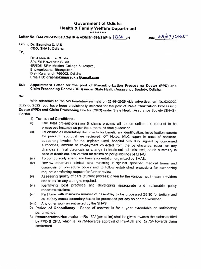 Appointment Letter for PPD & CPD Roles | PDF | Private Law