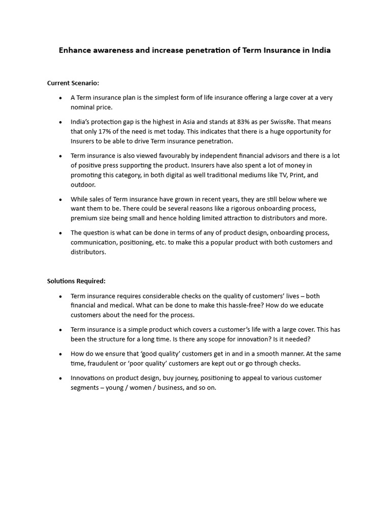 Boosting Term Insurance Awareness in India | PDF