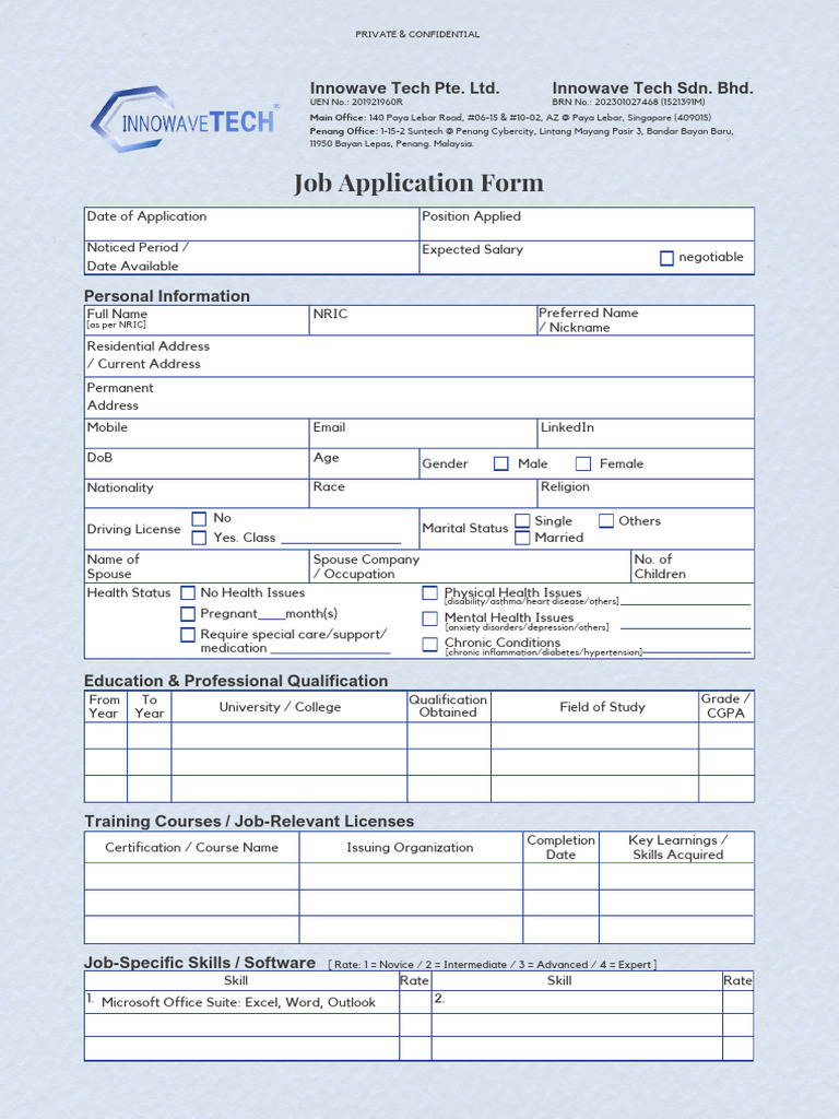 Job Application Form - Finance and Accountant | PDF | Background Check ...