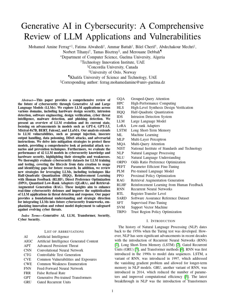Generative AI in Cybersecurity: A Comprehensive Review of LLM ...