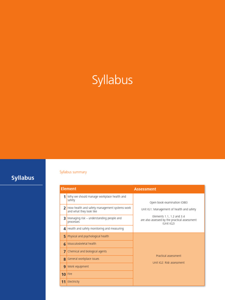 NEBOSH IGC Syllabus Overview 2025 | PDF | Occupational Safety And ...