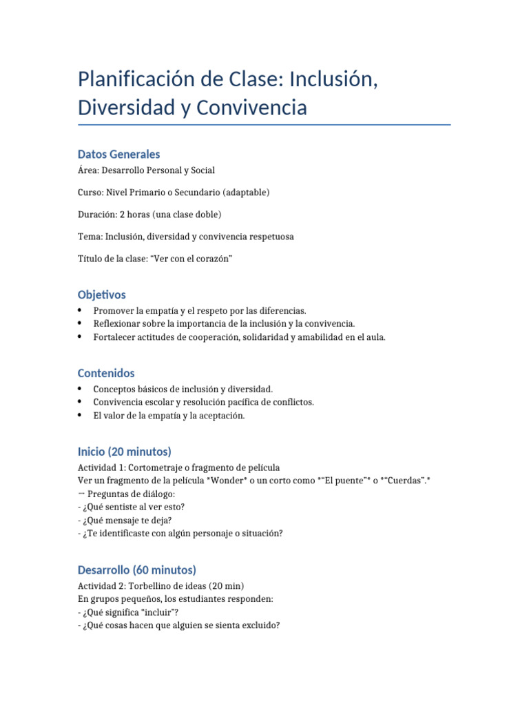 Inclusión y Diversidad en el Aula | PDF | Empatía | Metacognición
