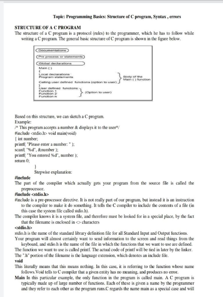 Structure of C-program | PDF