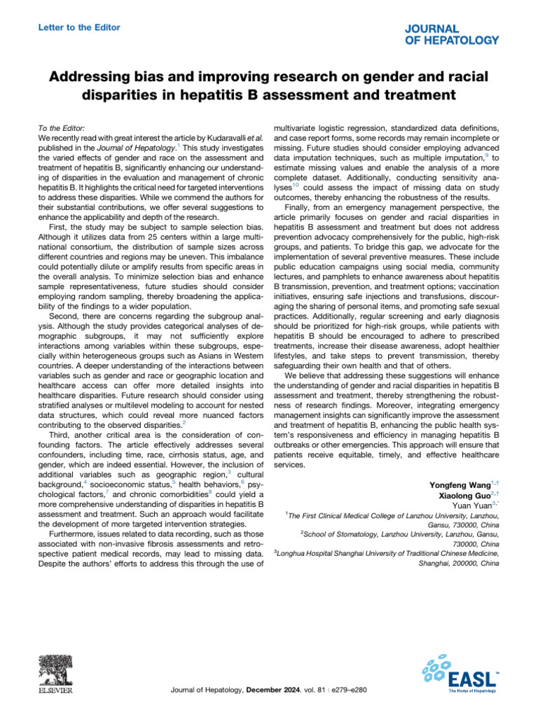 Addressing Bias and Improving Research On Gender A | PDF | Hepatitis