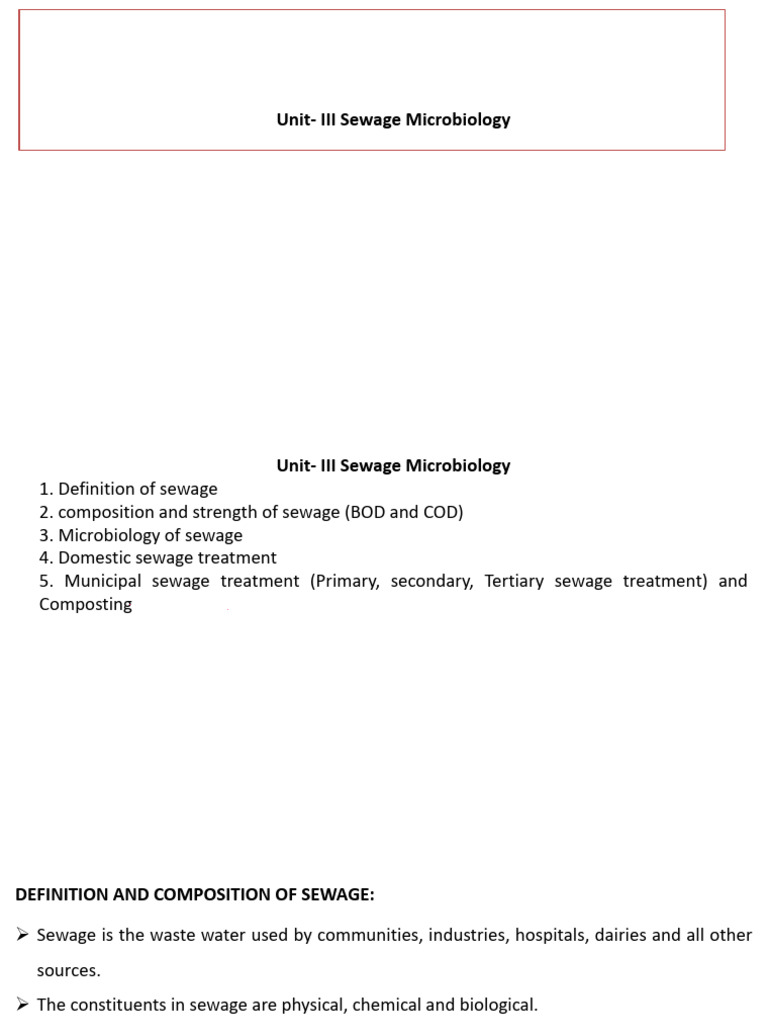 Sewage Microbiology and Treatment Methods | PDF | Sewage Treatment ...