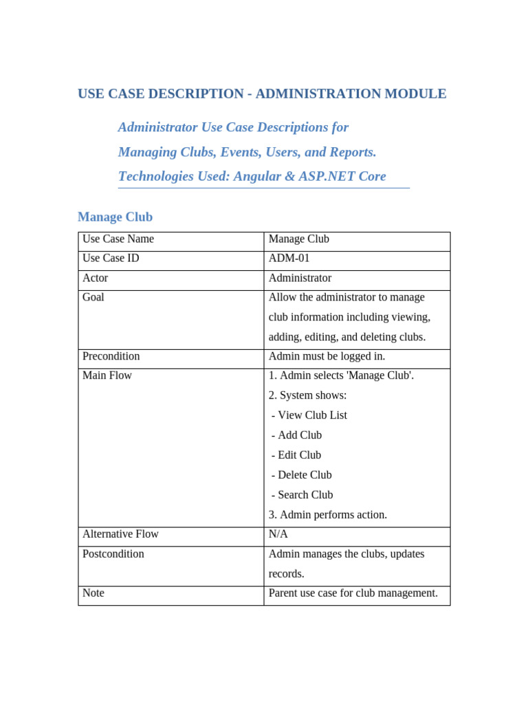 Use Case Descriptions Admin | PDF | Databases | Computing