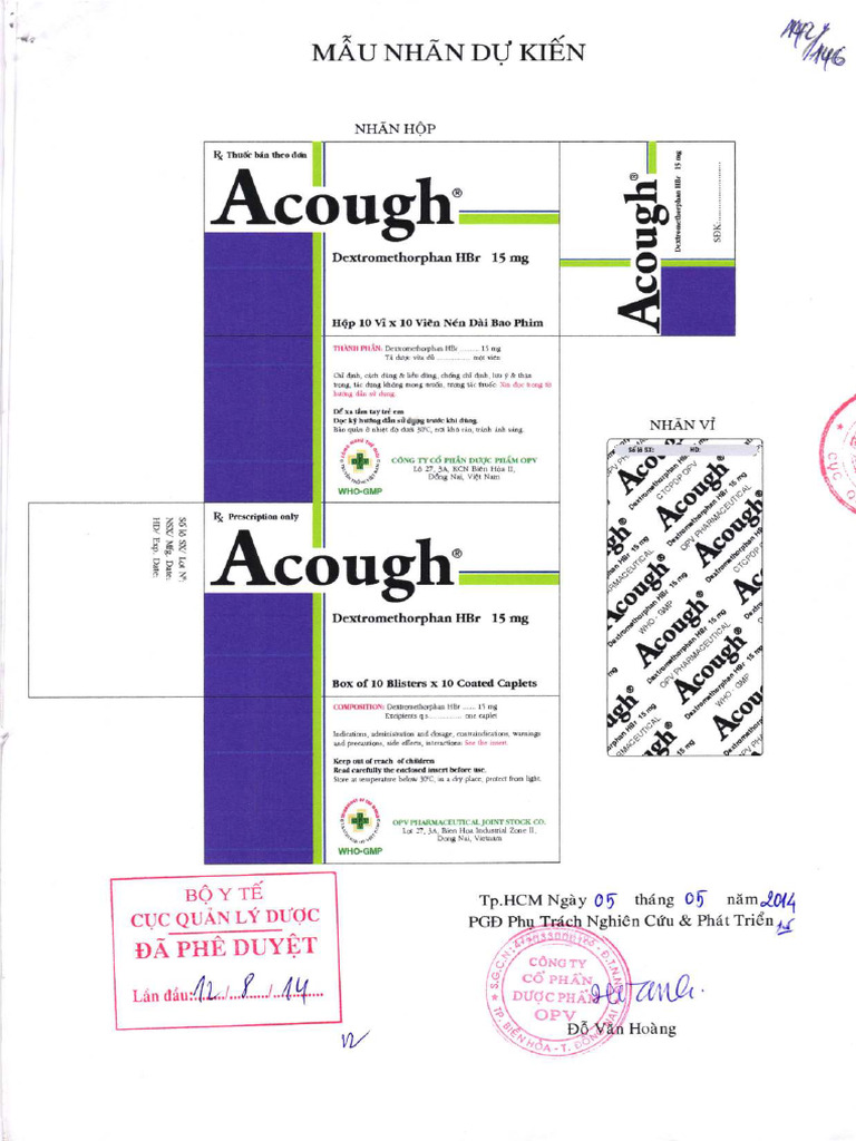 Huong Dan Su Dung Thuoc Acough 15mg Trungtamthuoc | PDF