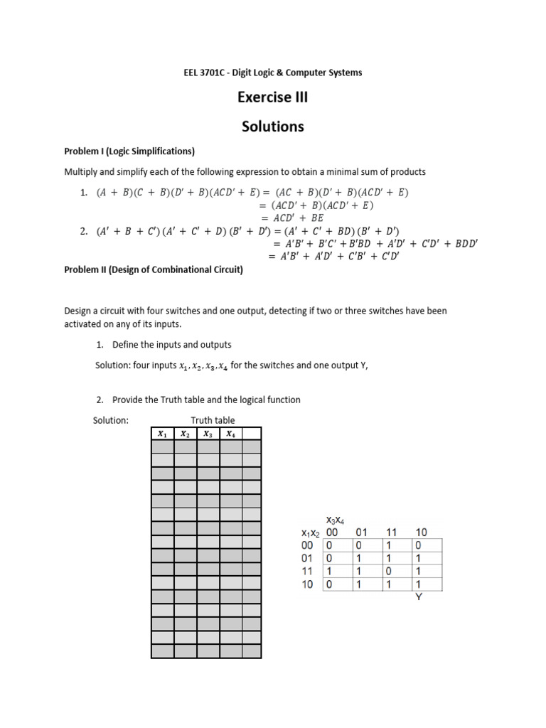 Logic Simplifications and Circuit Design | PDF | Algorithms | Mathematics