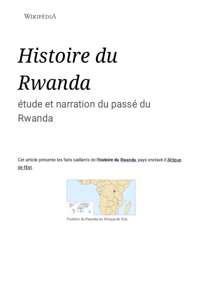 Histoire du Rwanda : des origines à 1959 | PDF | Rwanda | Génocide des ...