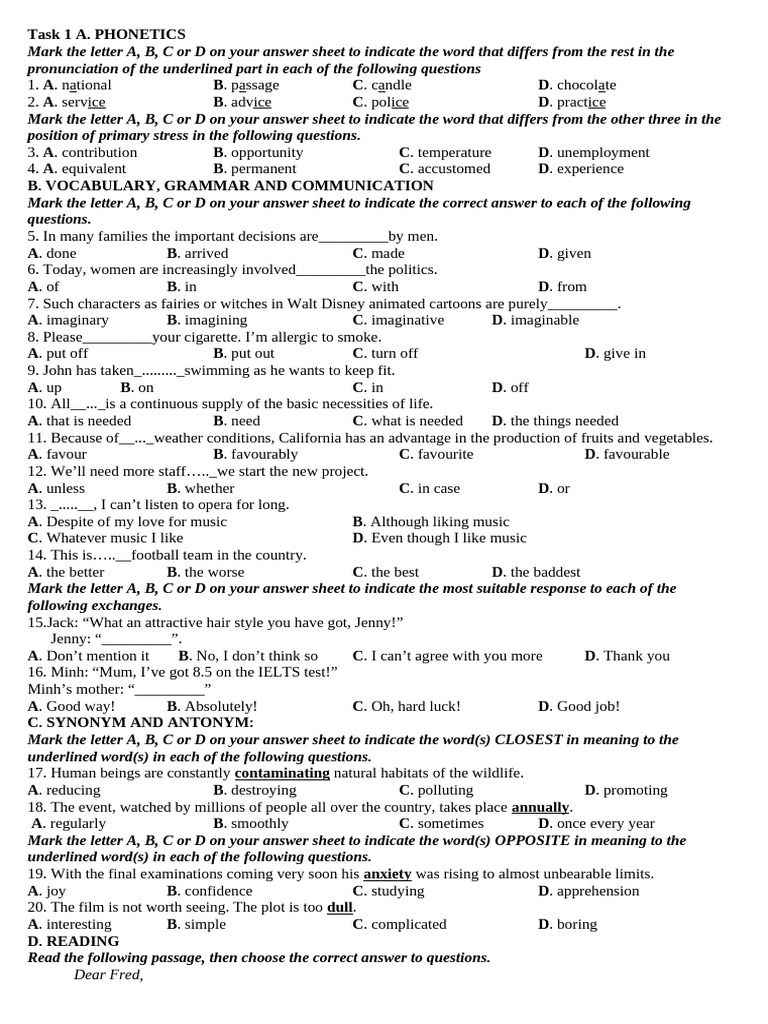 Phonetics and Vocabulary Practice Test | PDF | Acupuncture | Plate ...