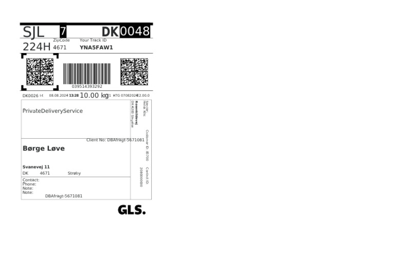 Pakkelabel DBAfragt 5671081 | PDF