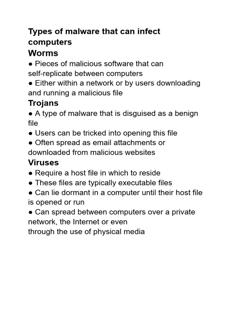 Types of Computer Malware Explained | PDF