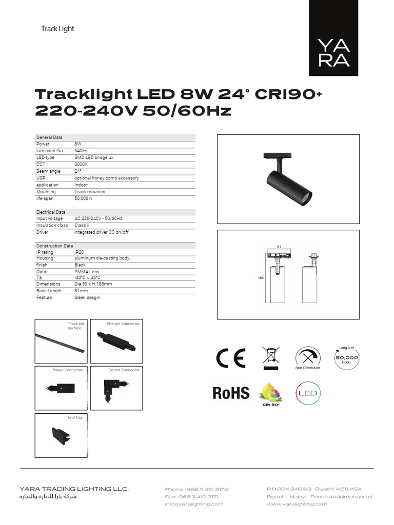 Tracklight LED Specifications | PDF | Electrical Engineering | Electricity