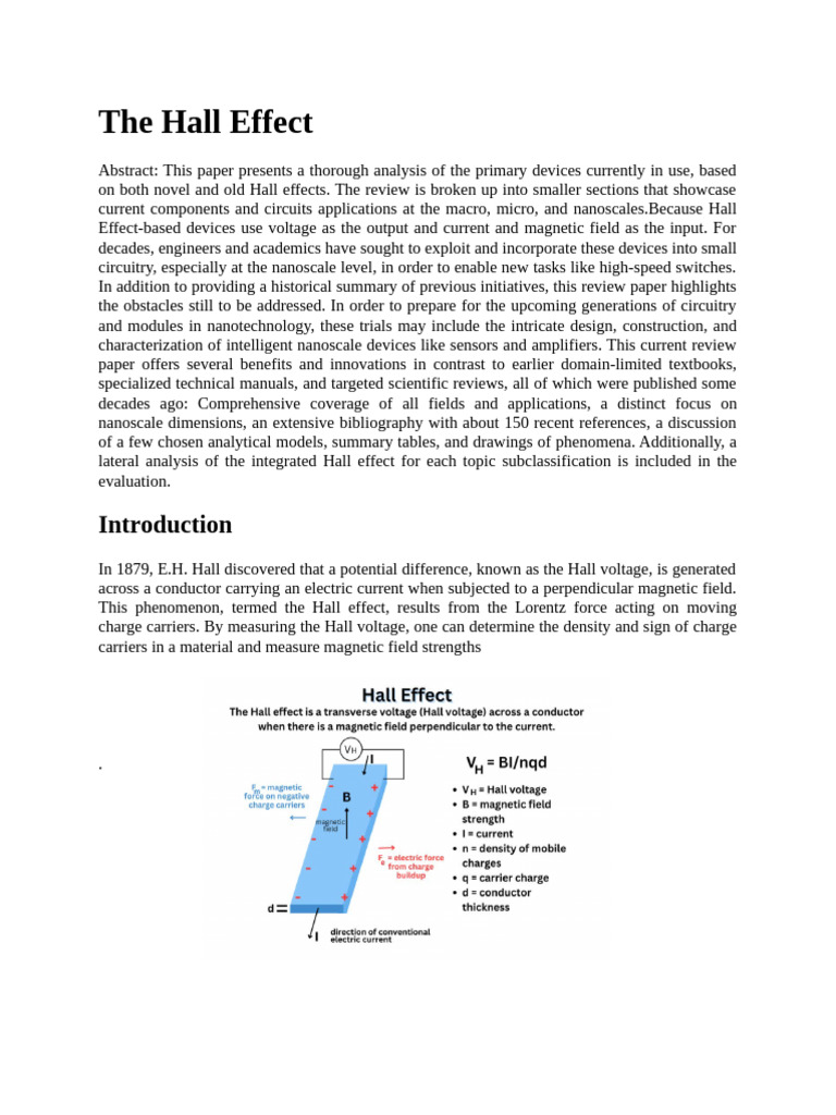 Comprehensive Review of the Hall Effect | PDF | Magnetic Field ...