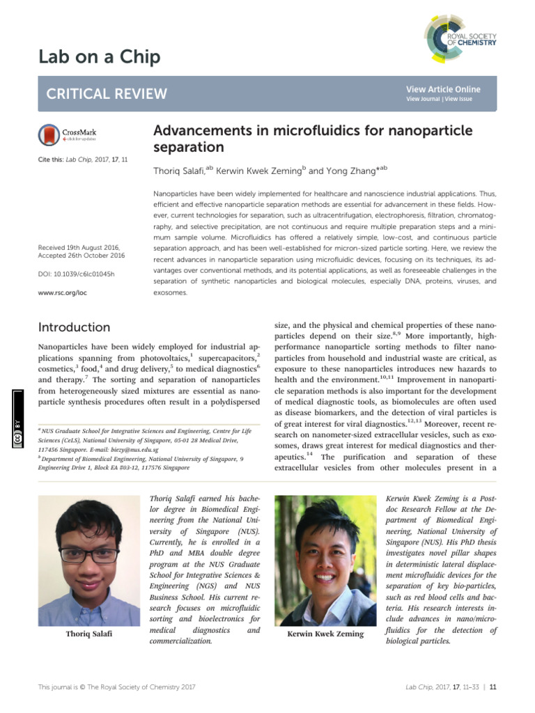 Lab On A Chip: Critical Review | PDF | Nanoparticle | Microfluidics