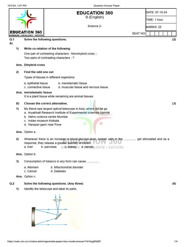 Science II 9th Second Half Solution | PDF | Stoma | Root