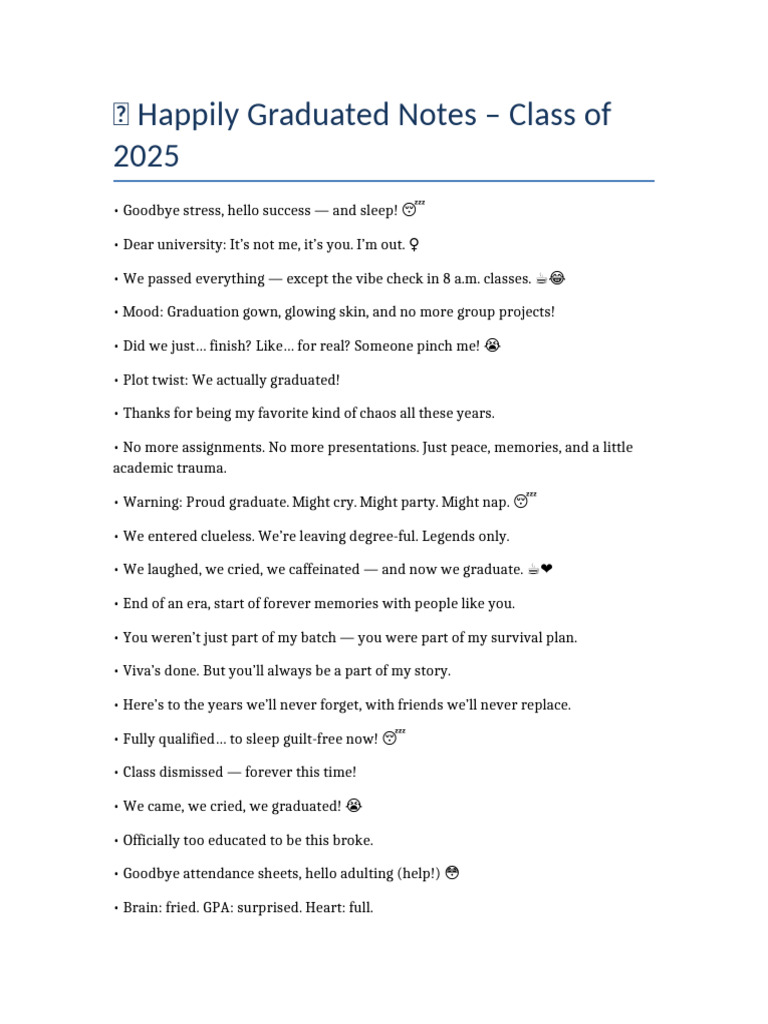 Happily Graduated Notes Batch 2025 | PDF