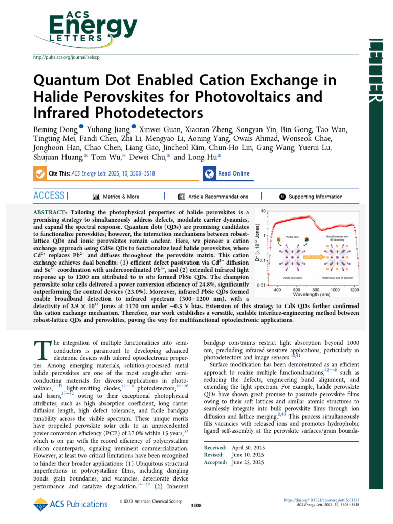 Quantum Dots in Halide Perovskites | PDF | Physical Sciences | Materials