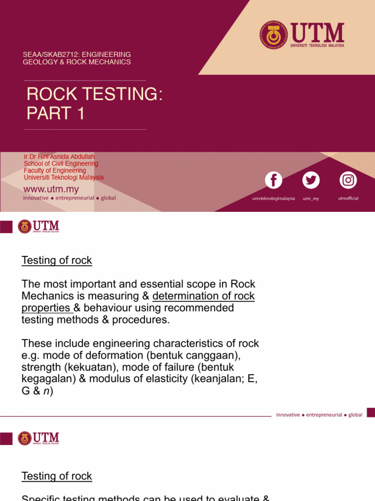 Rock Testing Methods in Engineering Geology | PDF | Strength Of ...