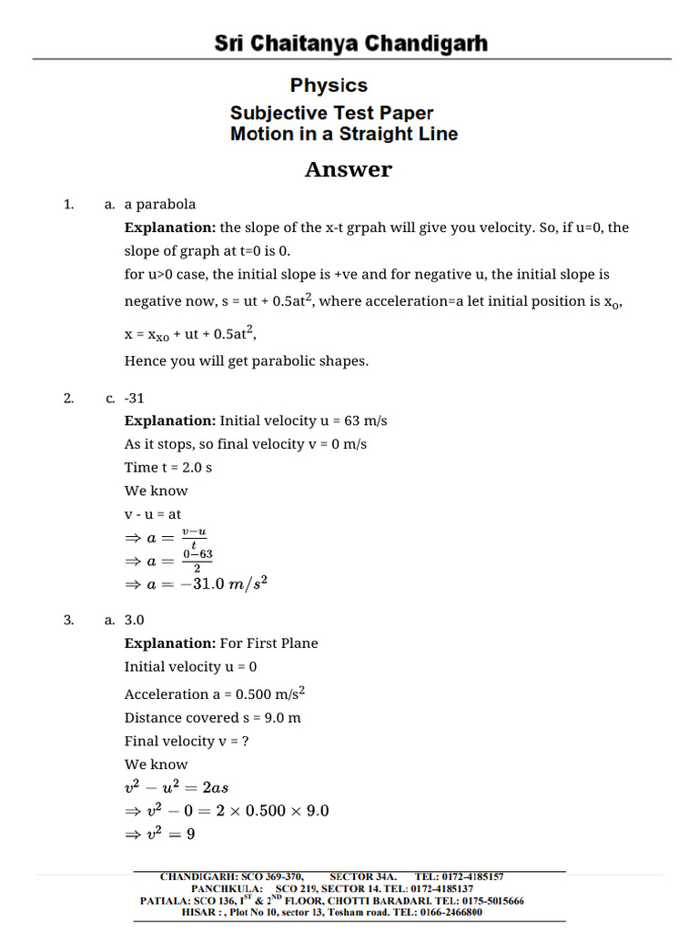 Motion in a Straight Line Explained | PDF | Speed | Velocity