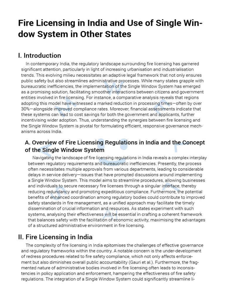 Fire Licensing & Single Window System in India | PDF | Governance ...