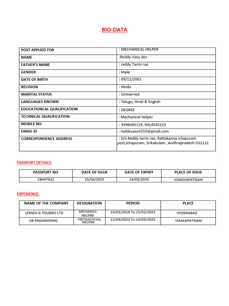 Resume Format 1 PDF - 1