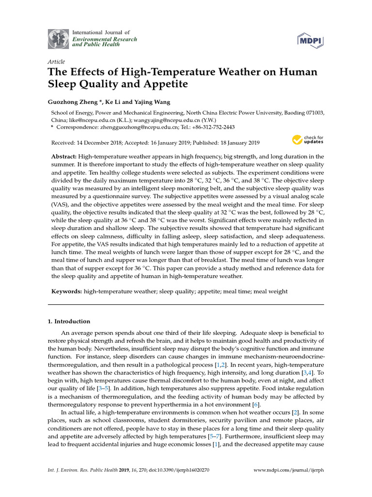 The Effects of High-Temperature Weather On Human S | PDF | Sleep ...
