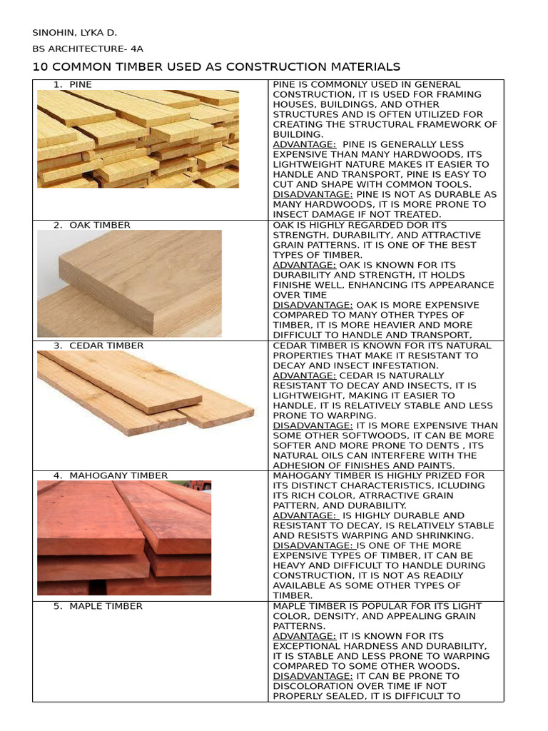 10 Common Timber Used As Construction Materials | PDF | Lumber ...