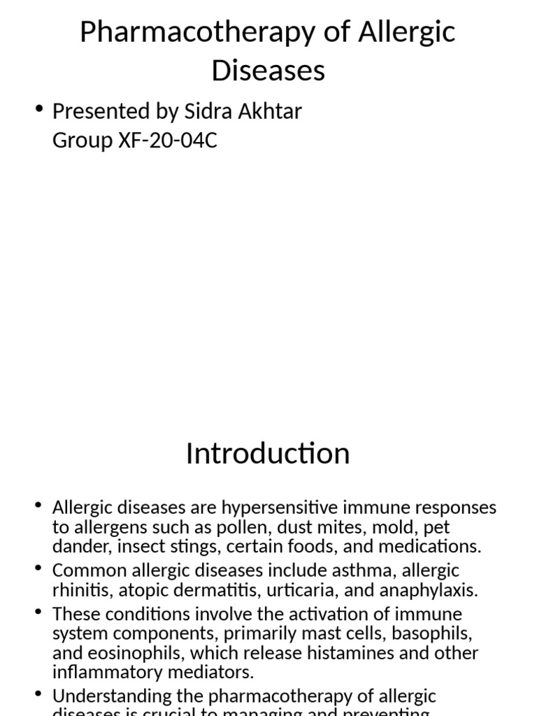 Pharmacotherapy of Allergic Diseases .Sidra | PDF | Allergy | Allergen