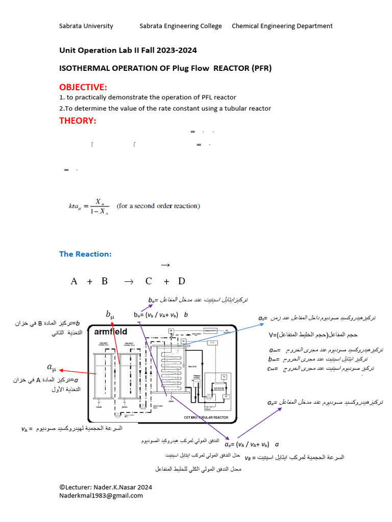 PFR Experiment2023 Edited | PDF | Chemistry | Chemical Engineering