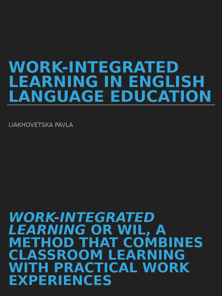 Work-Integrated Learning in English Education | PDF