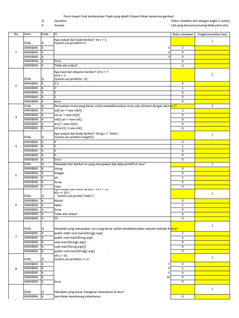 Form Soal Pbo Xii Pdf