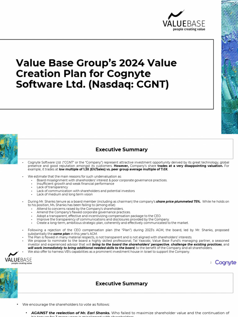 VBF Plans For CGNT August 28 2024 | PDF | Business