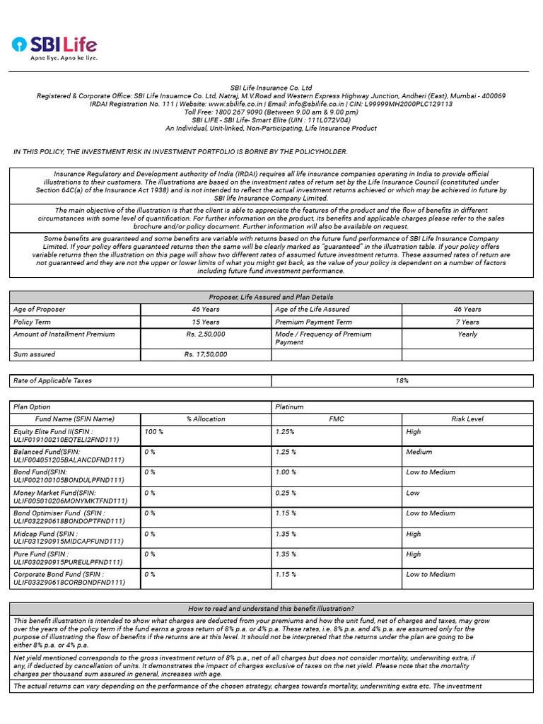 SBI Life Smart Elite Plan Overview | PDF | Insurance | Life Insurance