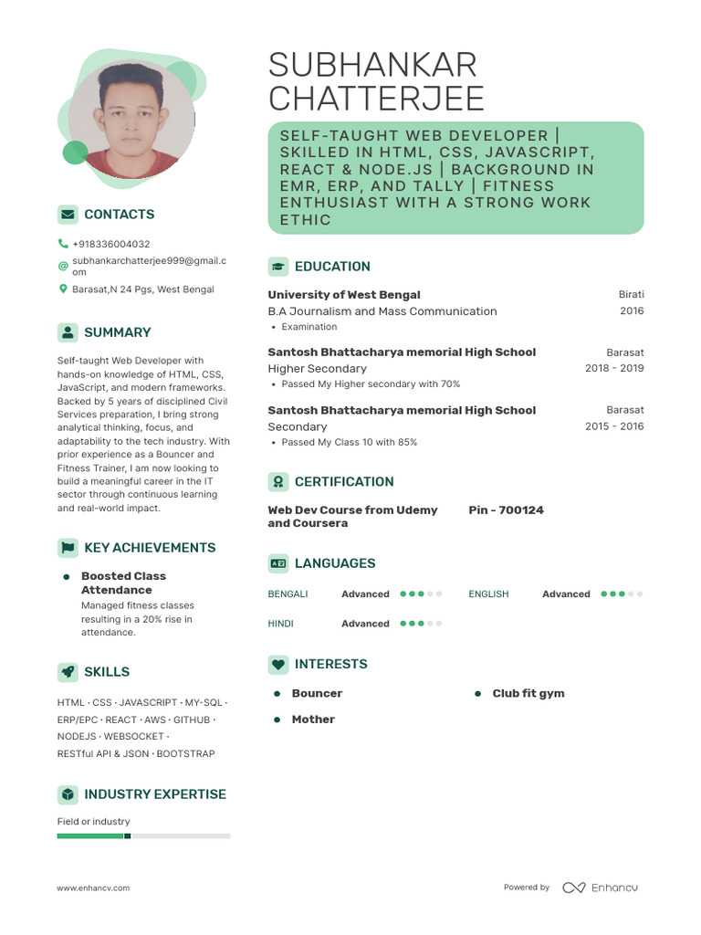 Self-Taught Web Developer Profile | PDF | World Wide Web | Internet & Web