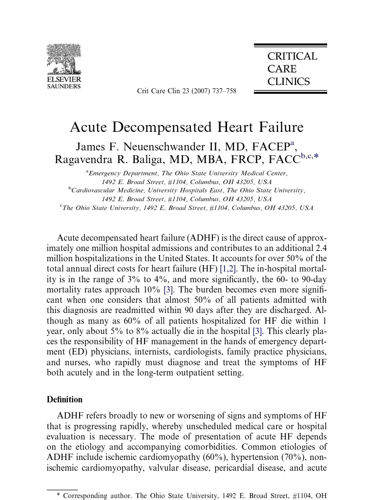Acute Decompensated Heart Failure | PDF