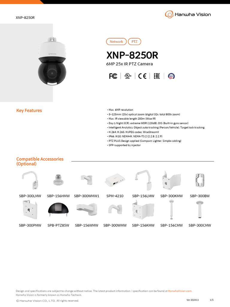 XNP-8250R 6MP PTZ Camera Overview | PDF | Zoom Lens | File Transfer ...