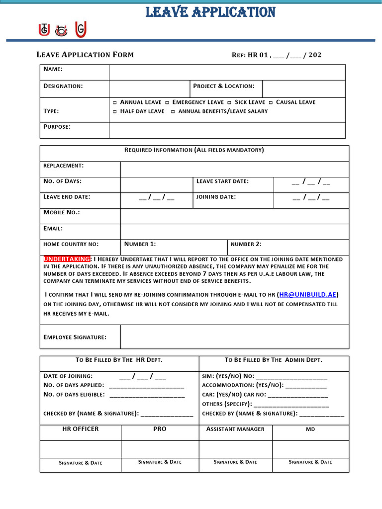 Leave Application Form 250512 080351 | PDF | Labor | Employment
