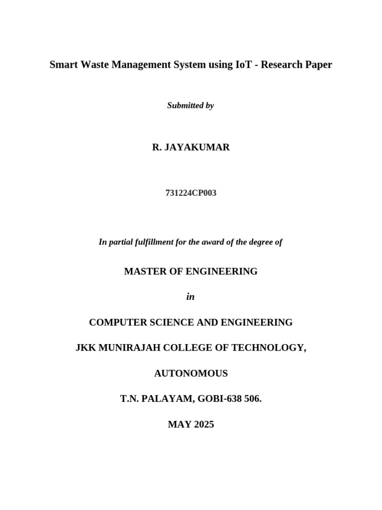 IoT-Driven Smart Waste Management System | PDF | Internet Of Things ...