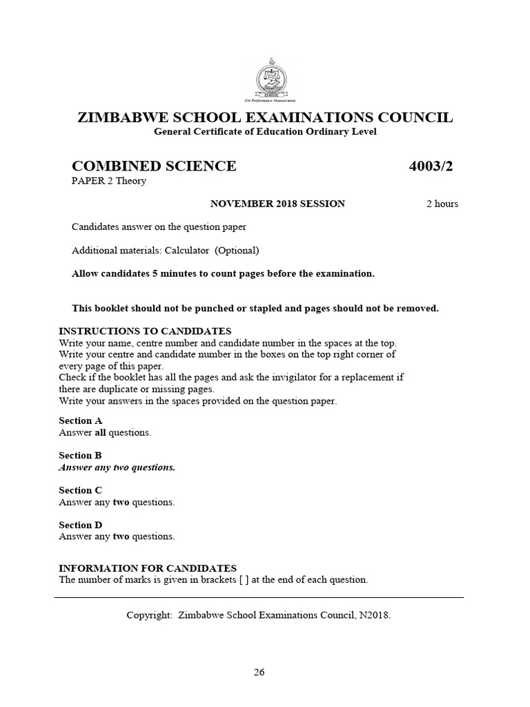 November 2018 O Level Combined Science Paper 2 | PDF | Ammonia | Chemistry