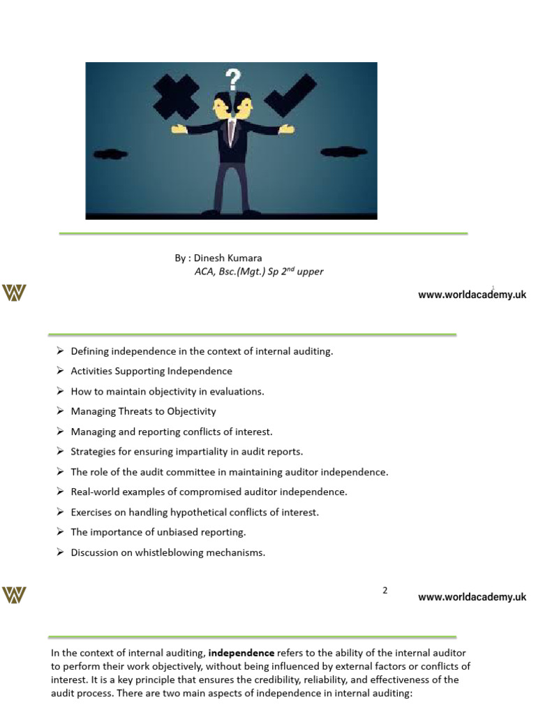 M 2 Independence and Objectivity | PDF | Internal Audit | Audit