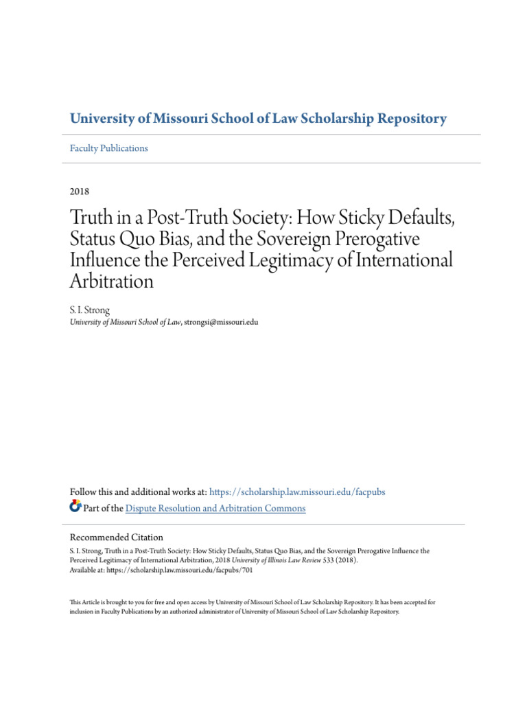 Strong - Truth in A Post-Truth Society (How Sticky Defaults Status Quo ...