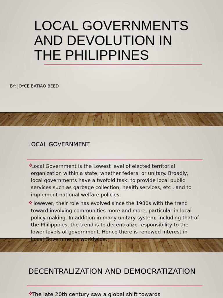 Devolution and Local Governance in the Philippines | PDF | Devolution ...
