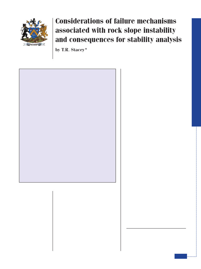 Stacey Considerations of Failure Mechanisms Associated With Rock Slope ...