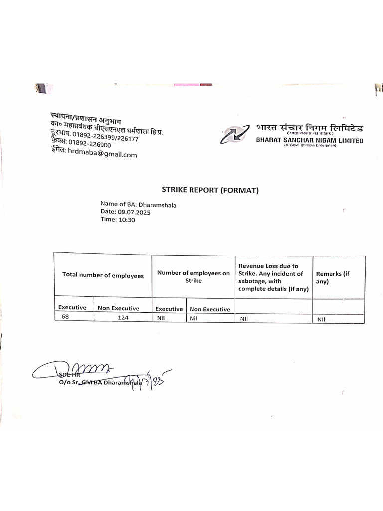 Strike Report Dharamshala BA 9 Jul 2025 10-49 | PDF