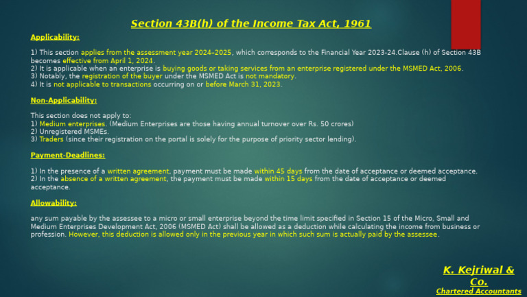 Section 43B(h) MSME Payment Guidelines | PDF